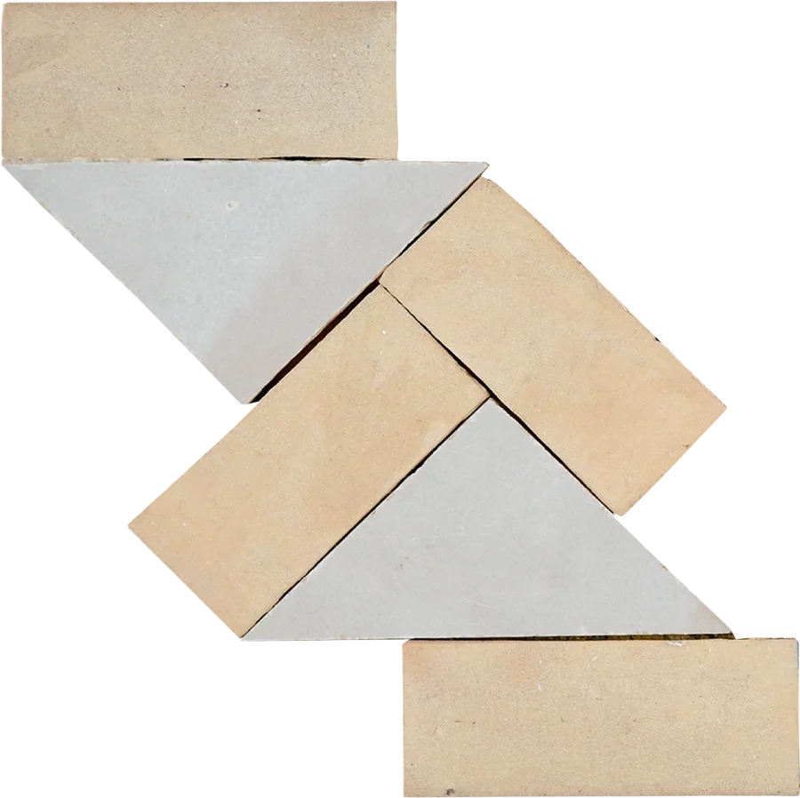 sample ZIG ZAG BORDER CREAM + FEZ TERRA COTTA