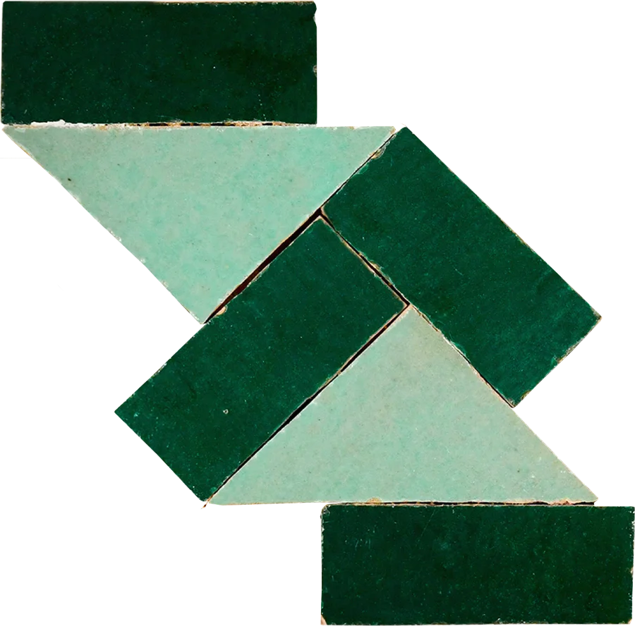 sample ZIG ZAG BORDER ATLAS SAGE + FOREST GREEN