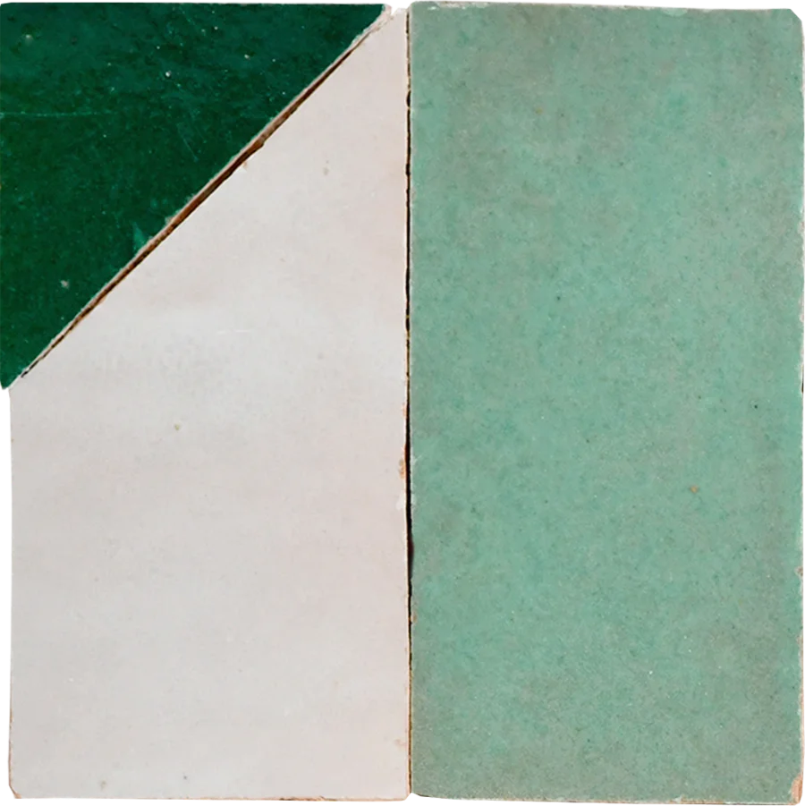 sample GIO PONTI MOSAIC CREAM + ATLAS SAGE + FOREST GREEN