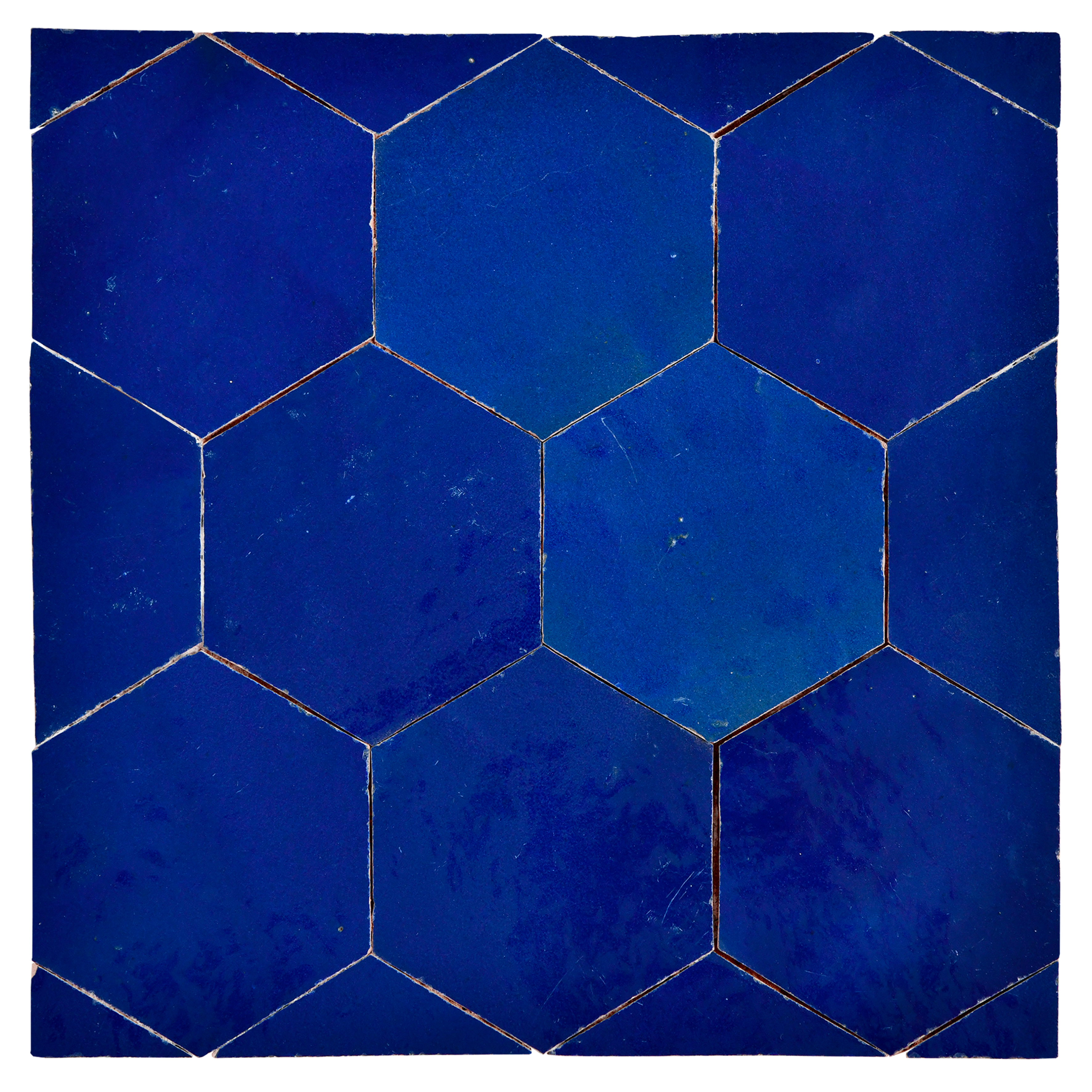 Hexagonal blue tiles arranged in a grid pattern