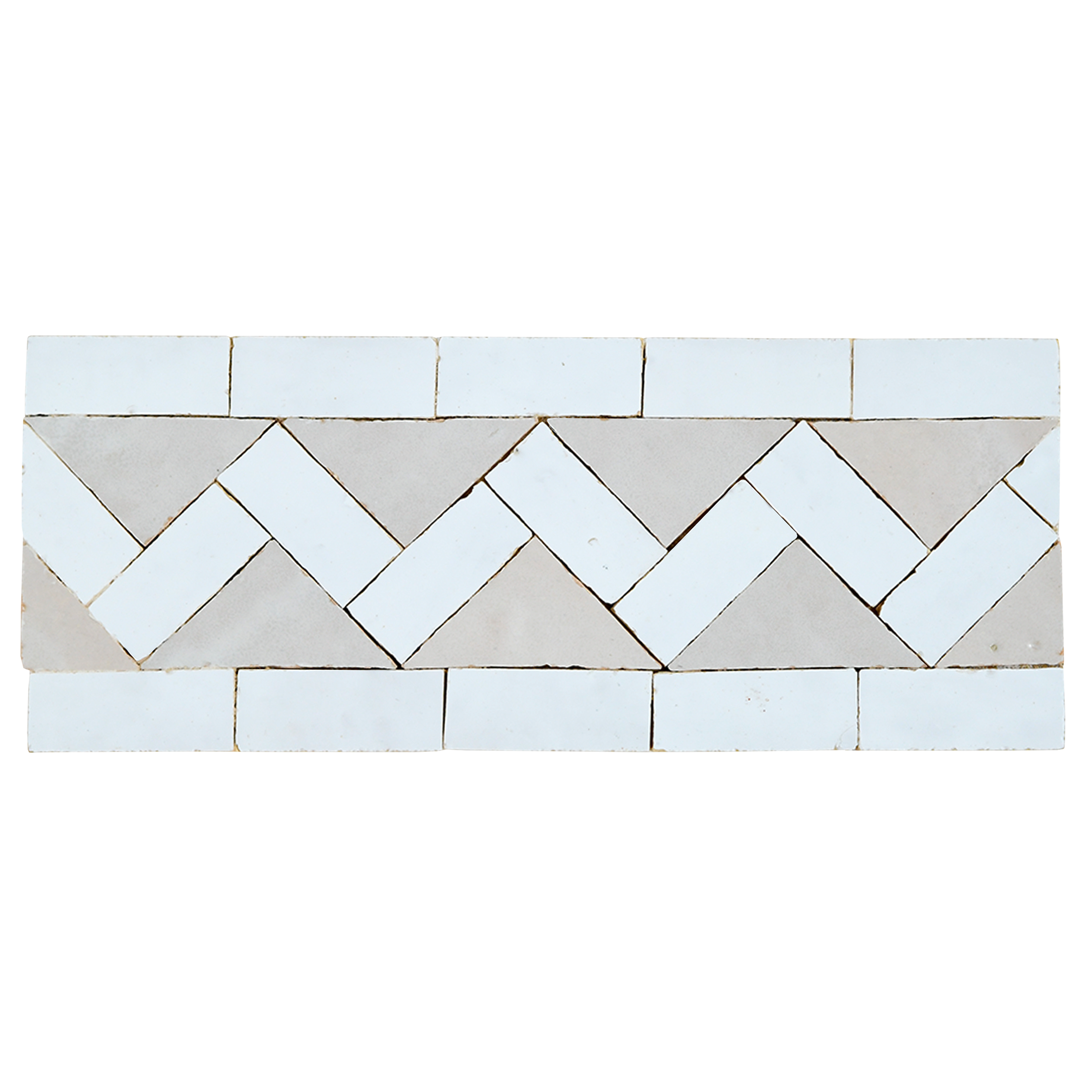Patterned tile with a chevron design on a white background