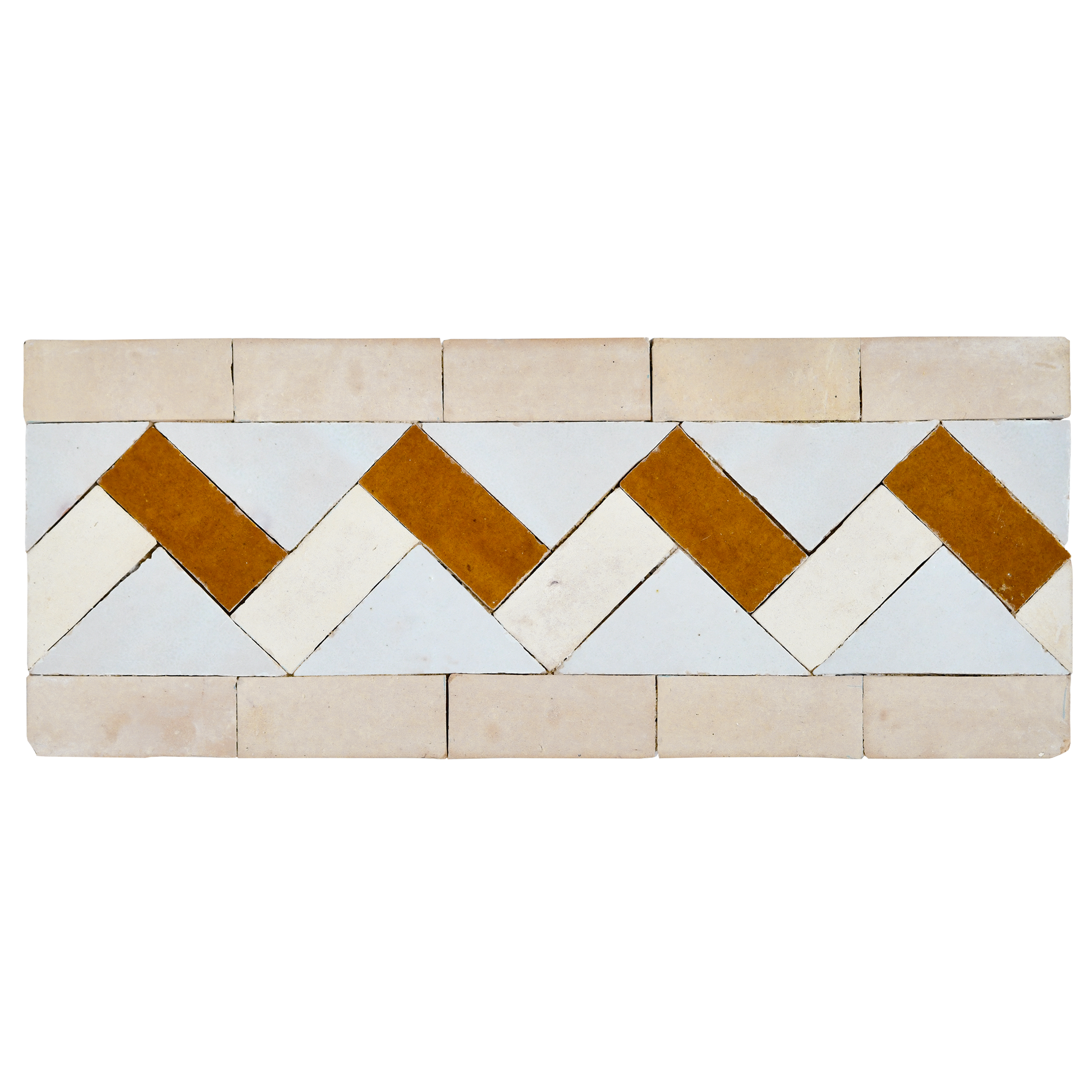 Decorative wall tile with a chevron pattern on a white background