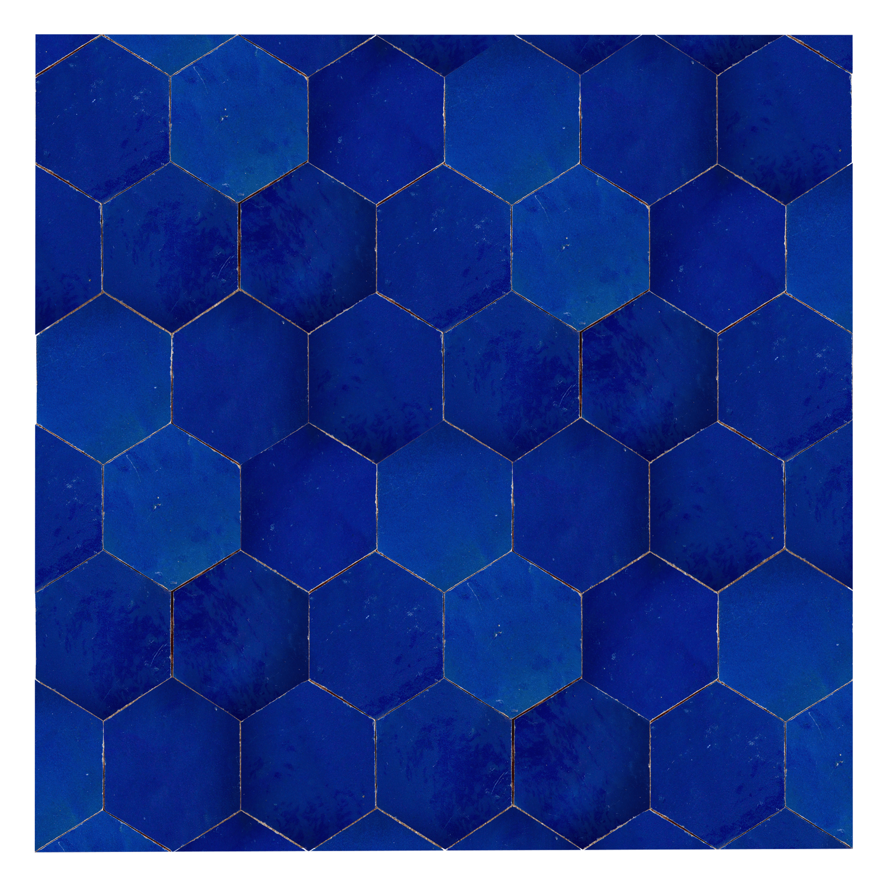 Hexagonal blue tiles arranged in a pattern