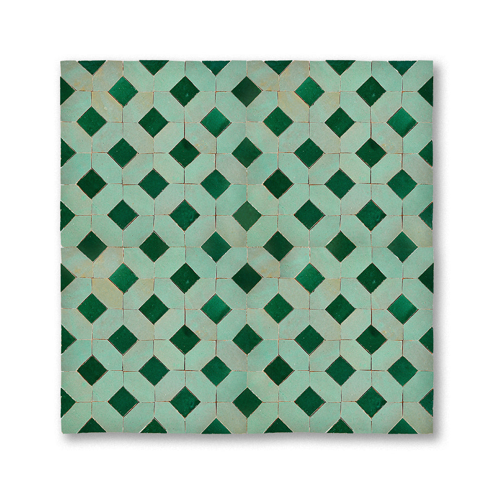 zellige mosaic Chebka Atlas sage Forest green