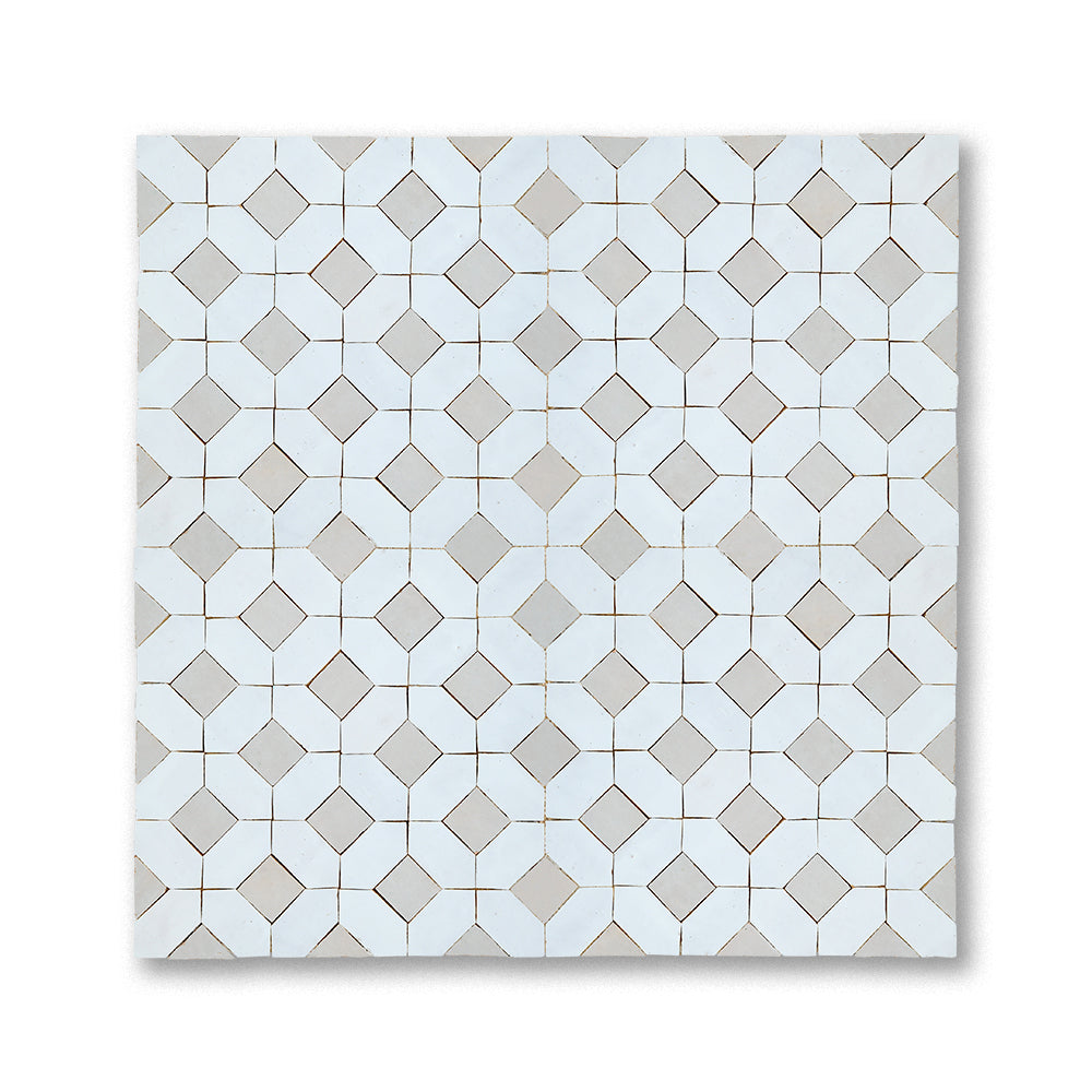 zellige mosaic Chebka Blanc Cream