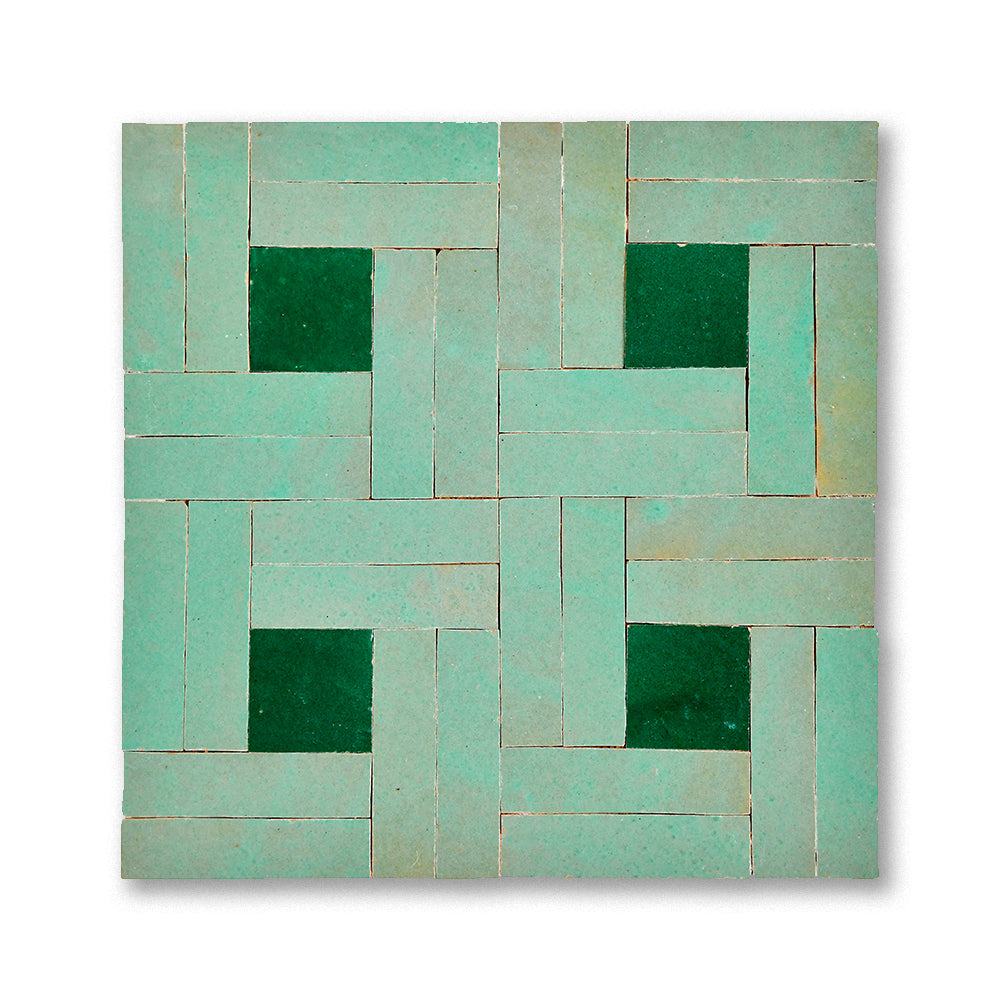 zellige mosaic Dama Atlassage Forest green