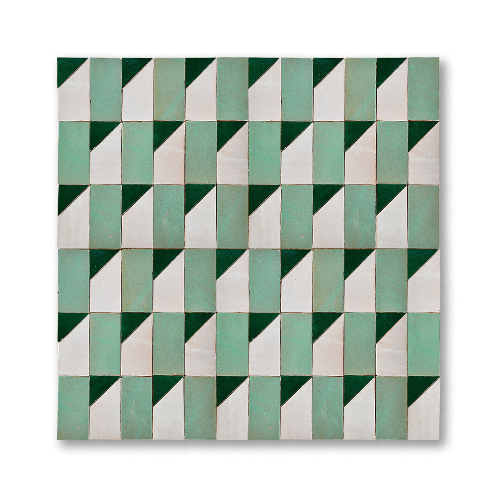 zellige mosaic Gio ponti Cream Atlas sage Forest green