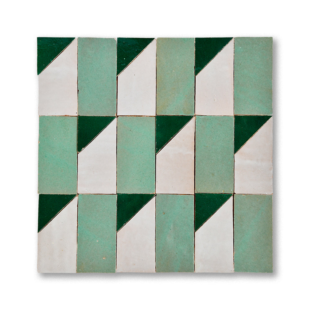 zellige mosaic Gioponti Cream Atlassage Forestgreen