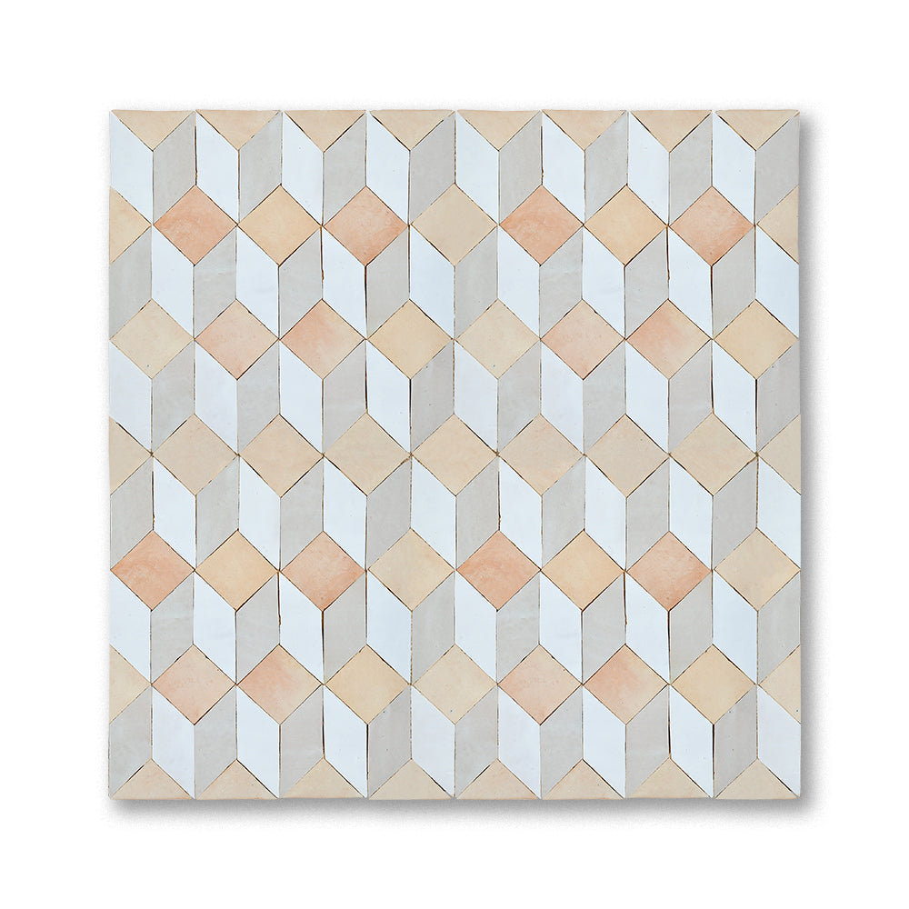 Cream and white zellige mosaic carpet pattern