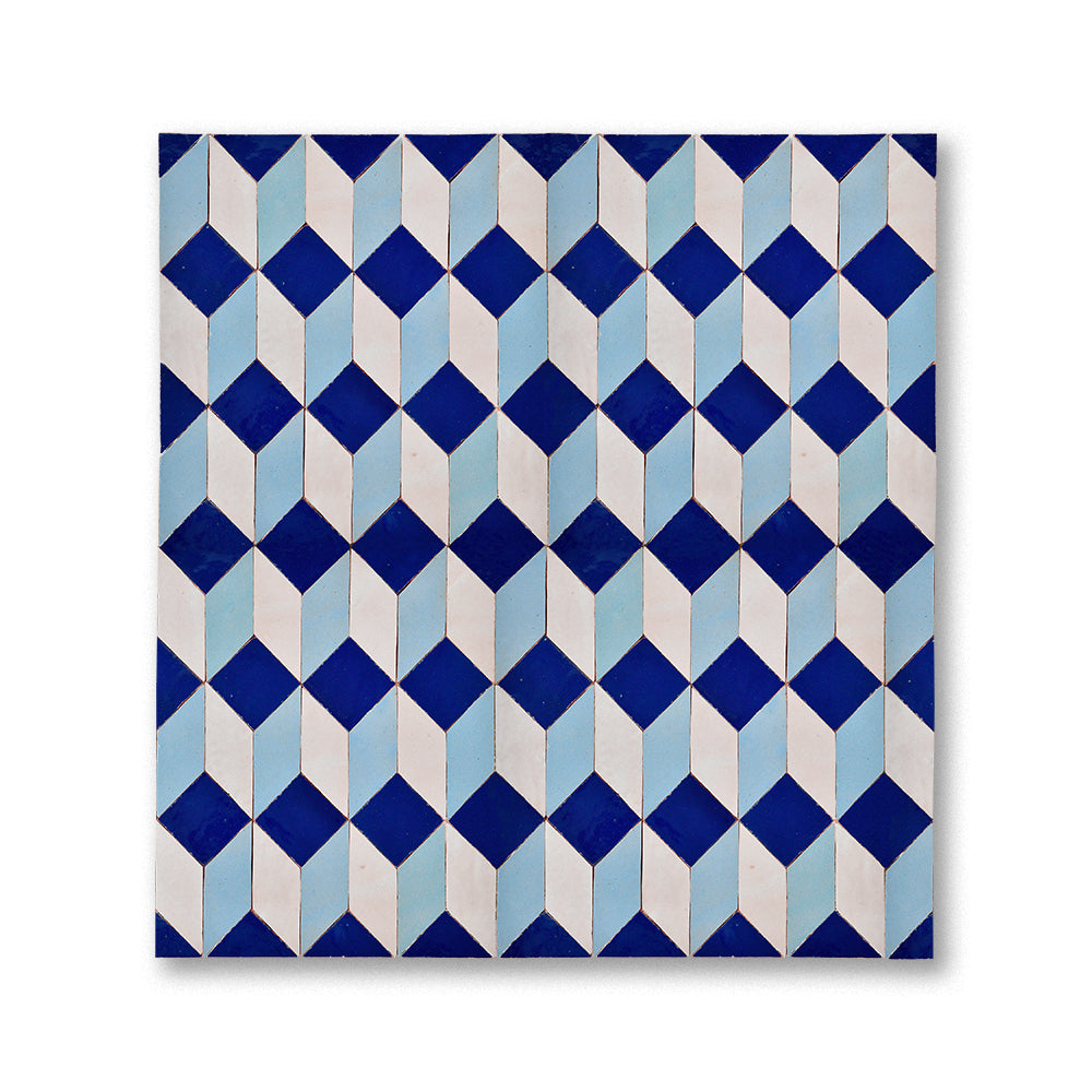 zellige mosaic Illusion Cream London sky Deep sea