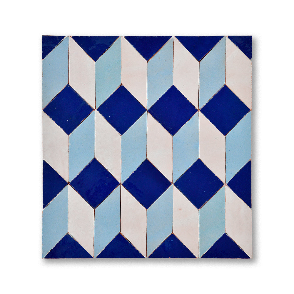 zellige mosaic Illusion Cream London sky Deep sea