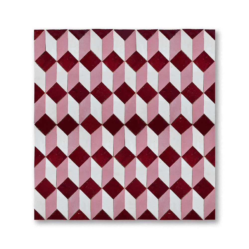 zellige mosaic Illusion Cream Perfect pink Maroon