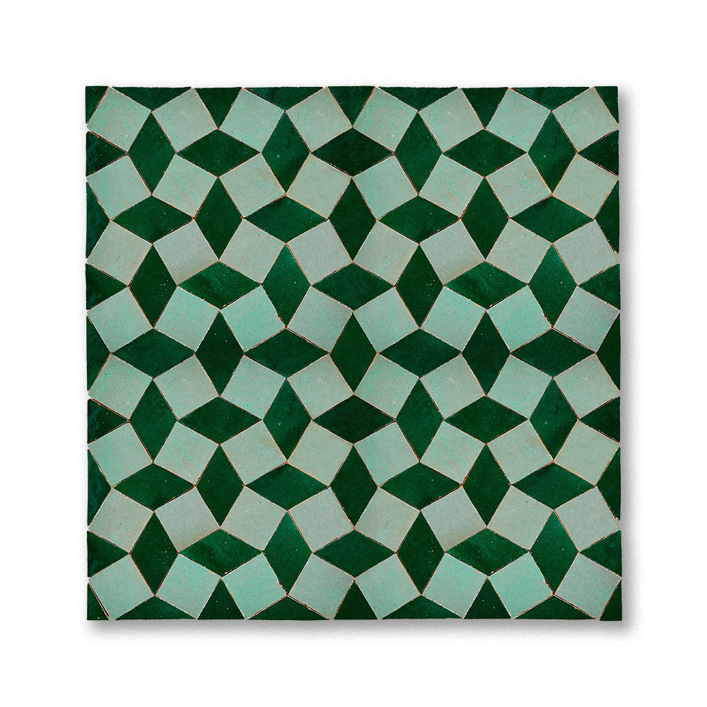 zellige mosaic Pinwheel Atlas sage Forest green