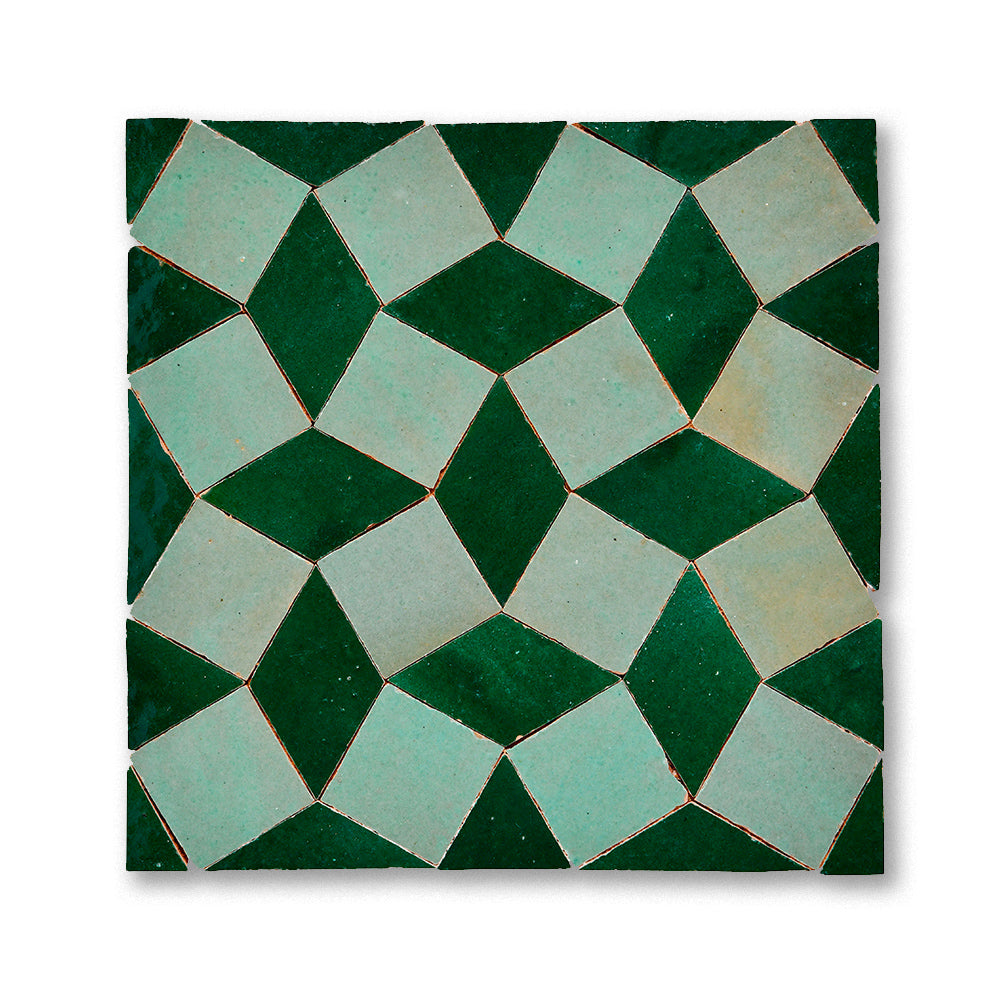 zellige mosaic Pinwheel Atlassage Forest green