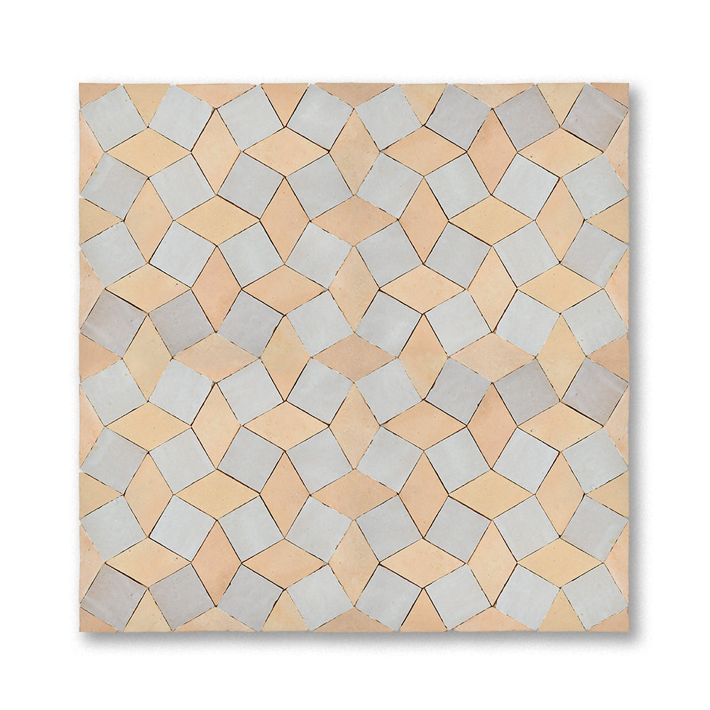 zellige mosaic Pinwheel Cream Fez terra cotta
