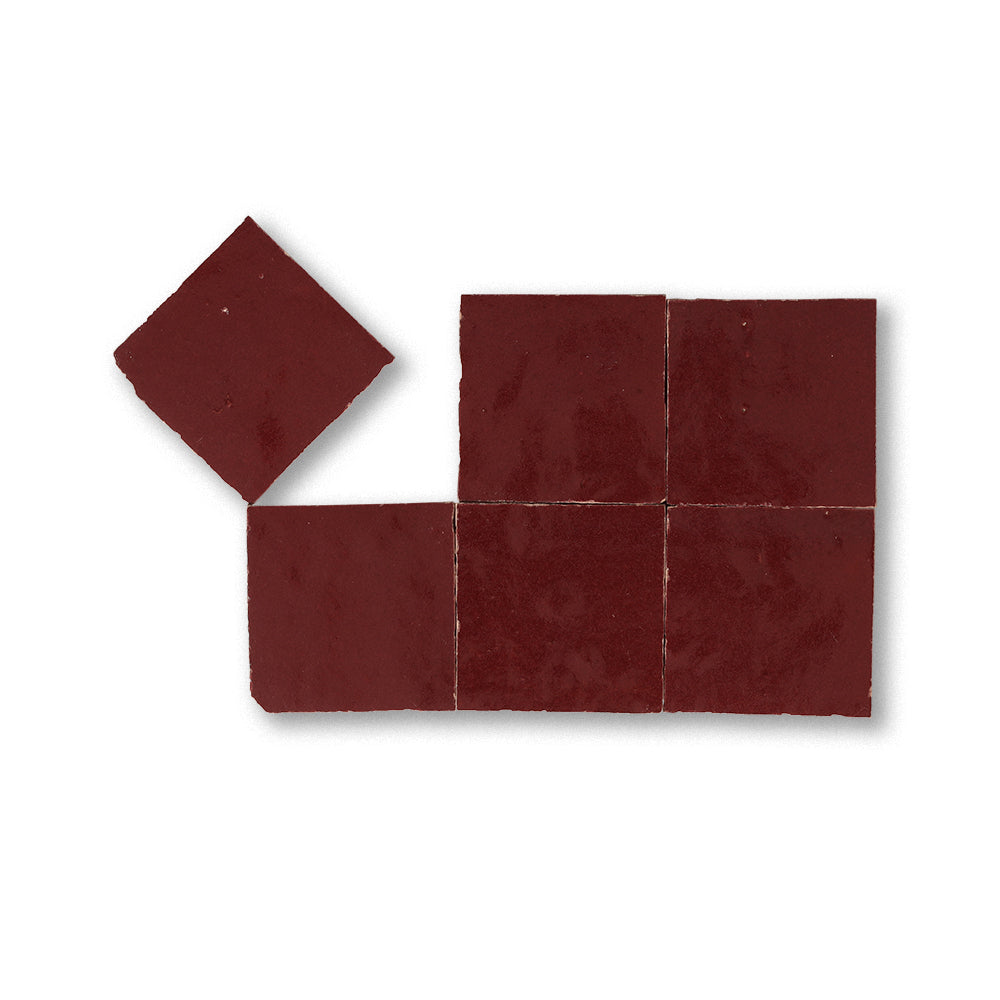 zellige tile 2x2 maroon