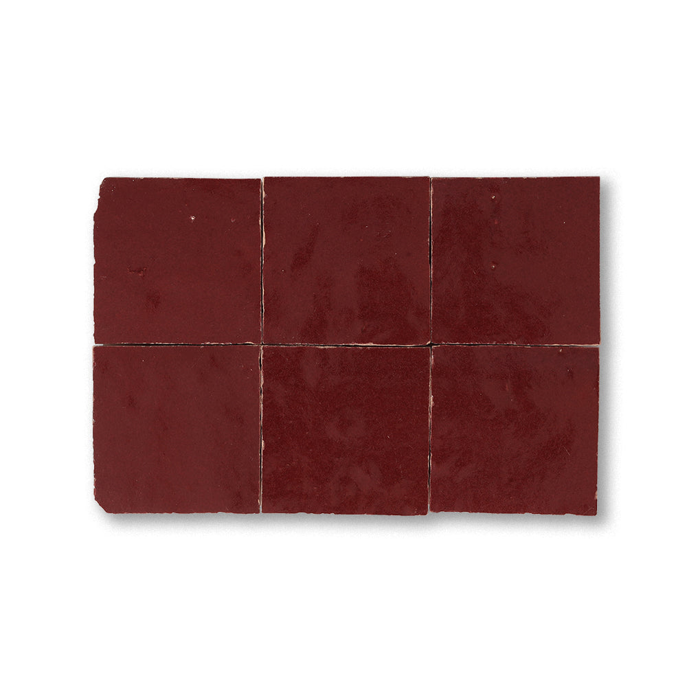 zellige tile 2x2 maroon