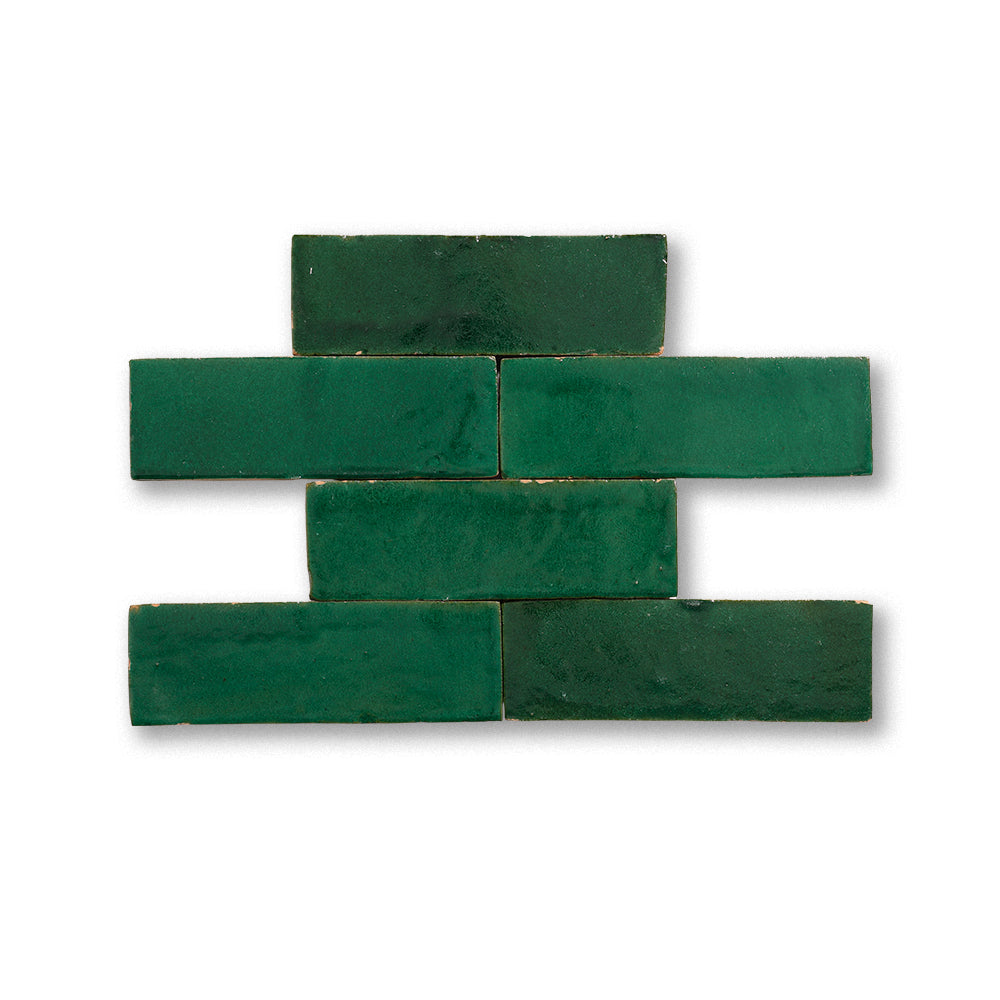 zellige tile 2x6 forest green