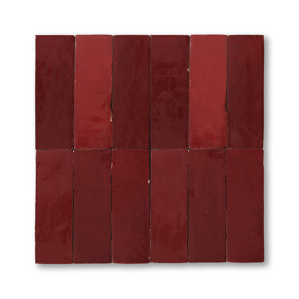 zellige tile 2x6 maroon