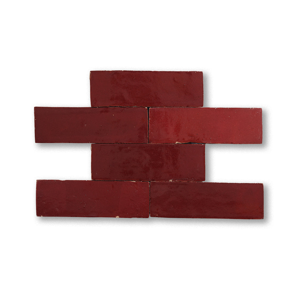 zellige tile 2x6 maroon