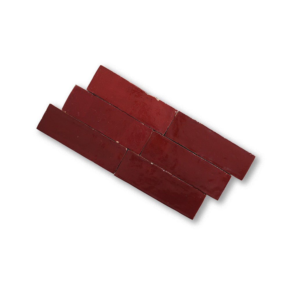 zellige tile 2x6 maroon