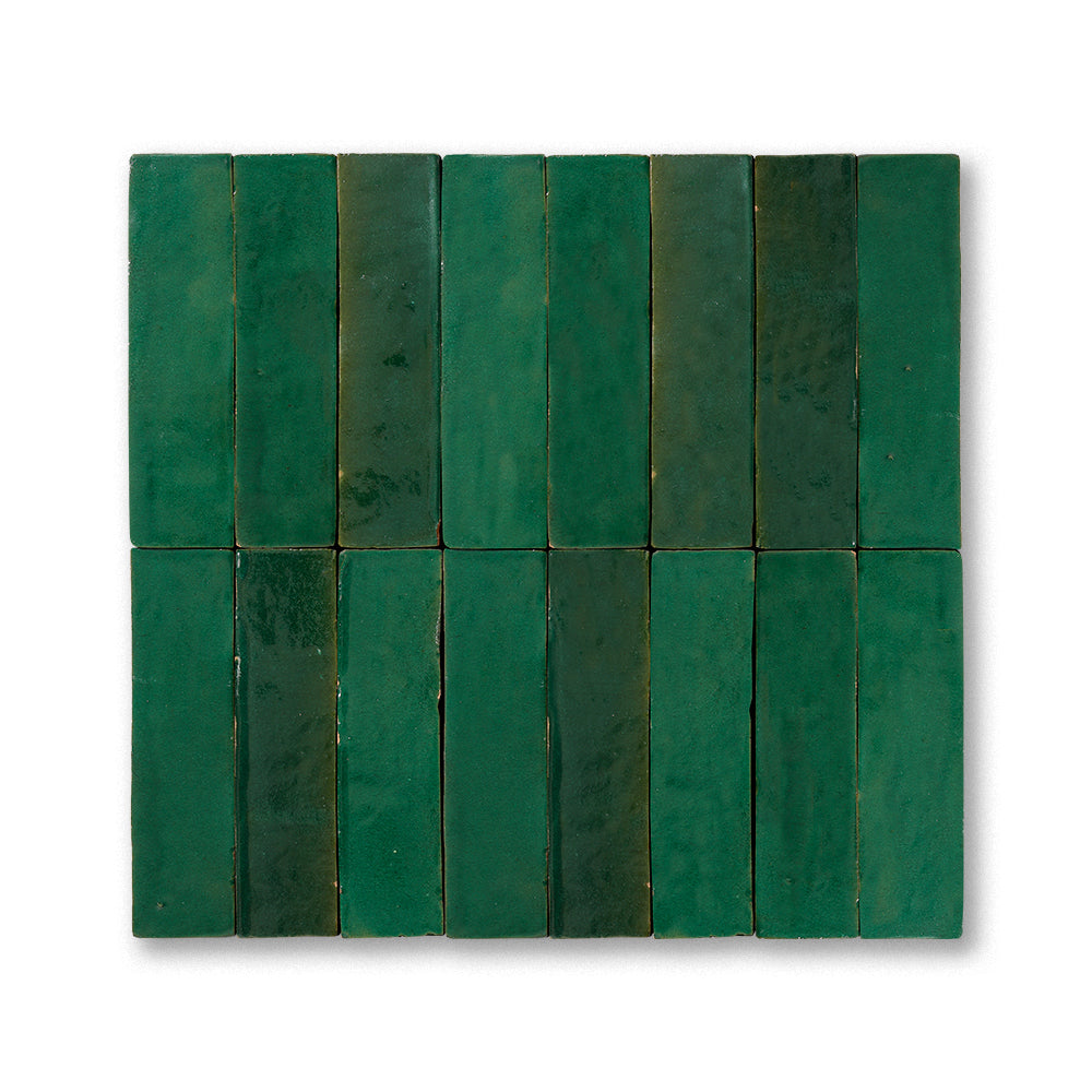 zellige tile 2x8 forest green