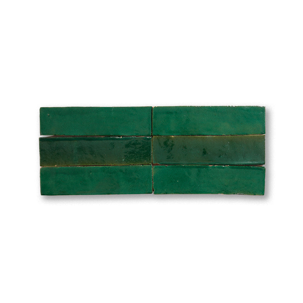 zellige tile 2x8 forest green