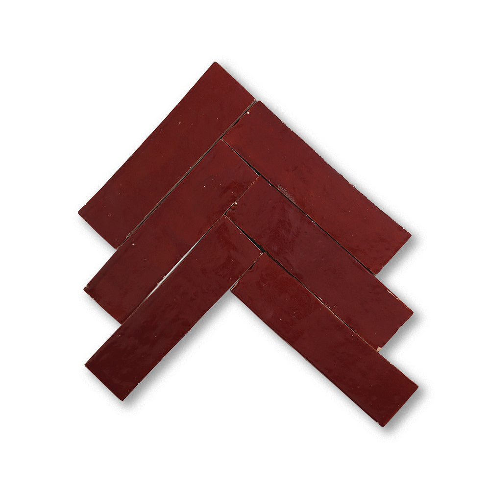 zellige tile 2x8 maroon