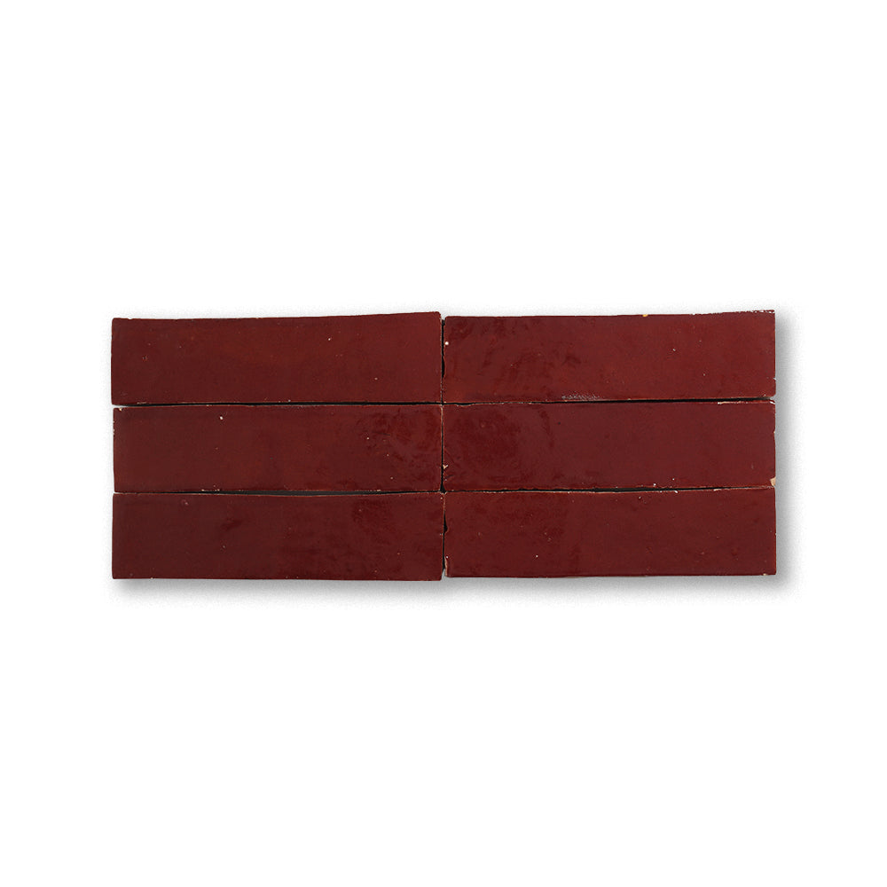 zellige tile 2x8 maroon