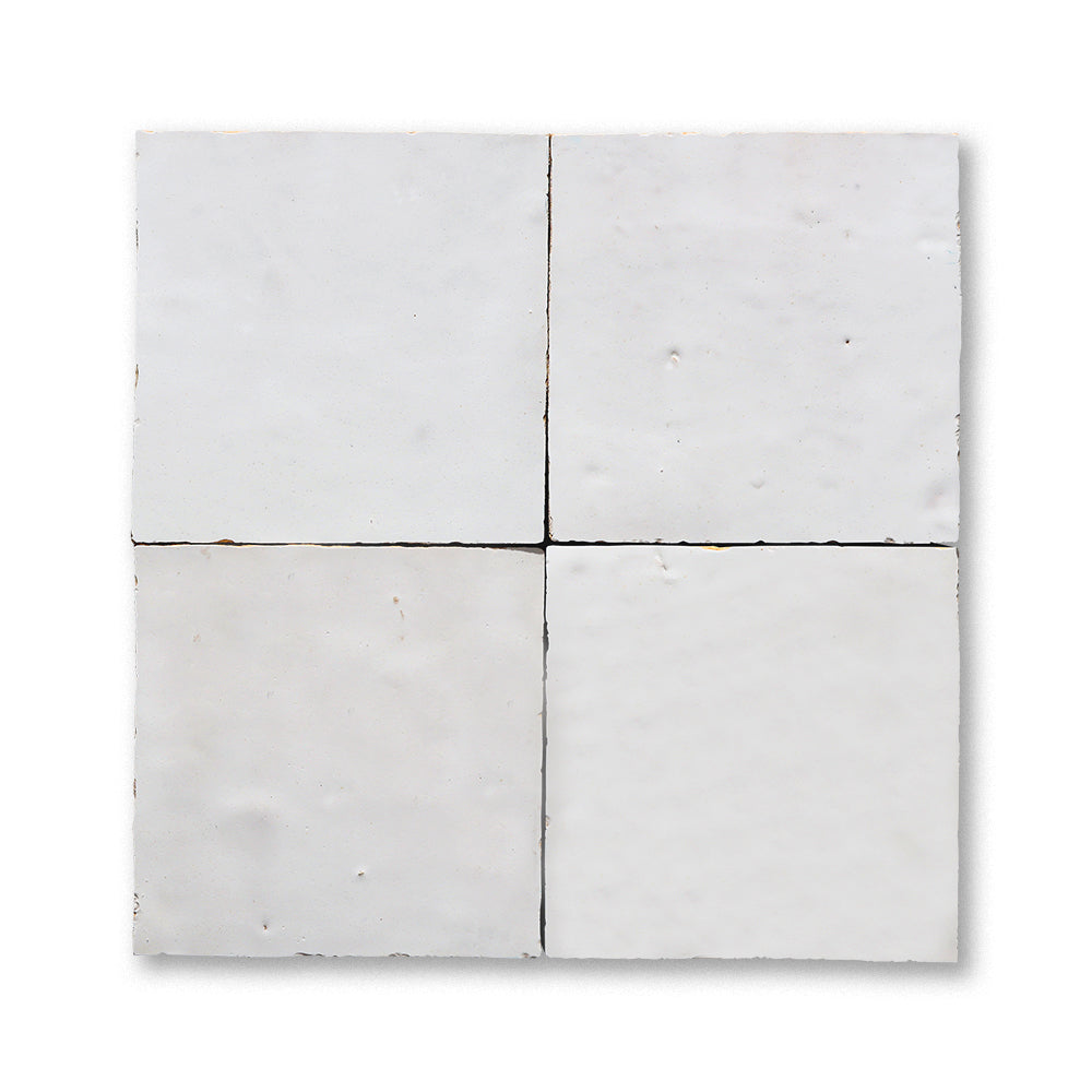 White 4x4 zellige ceramic tile