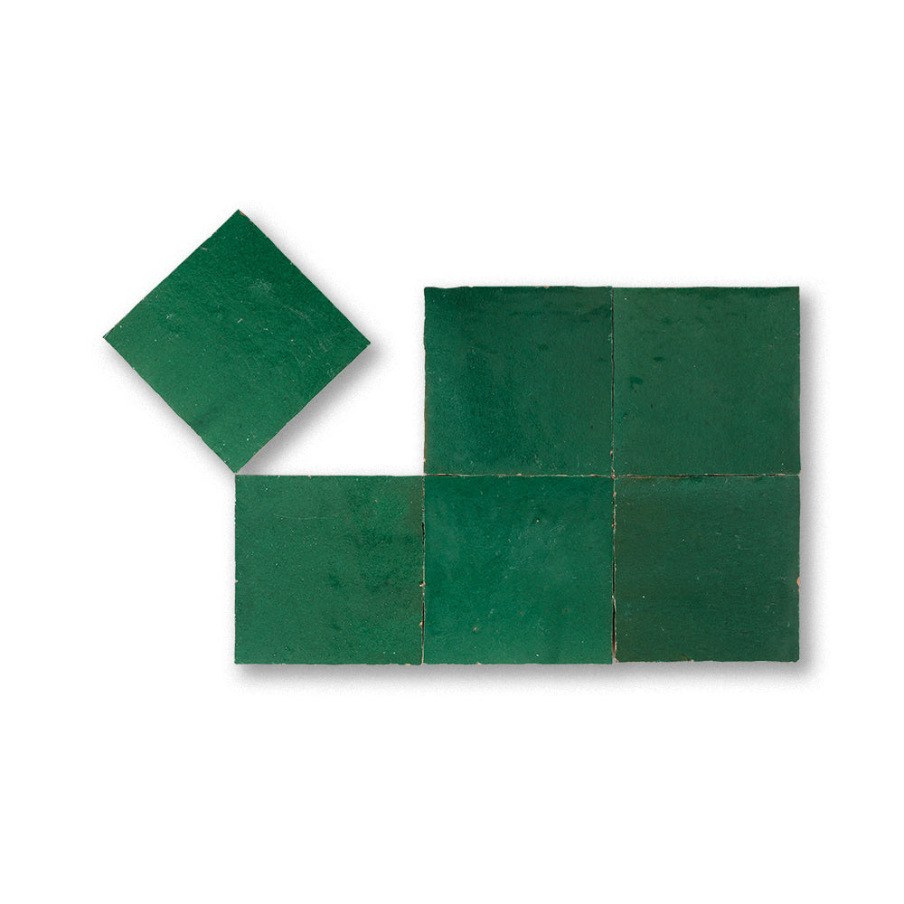 zellige tile 4x4 forest green
