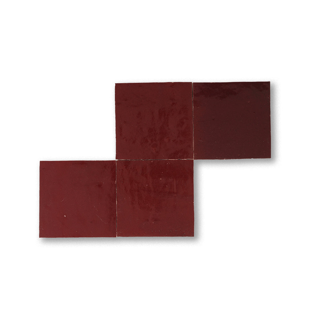 zellige tile 4x4 maroon