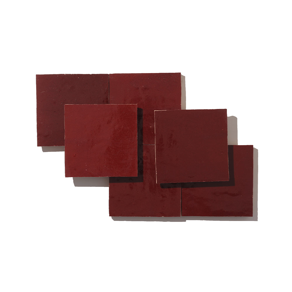 zellige tile 4x4 maroon