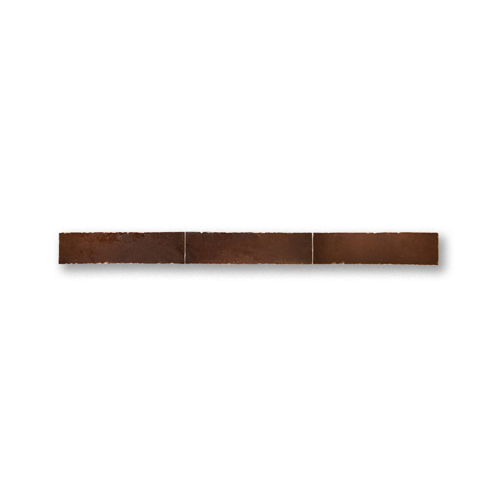 Rectangular brown leather belt on a white background