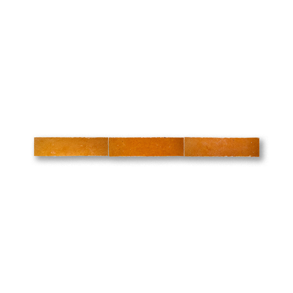 Three rectangular orange tiles on a white background