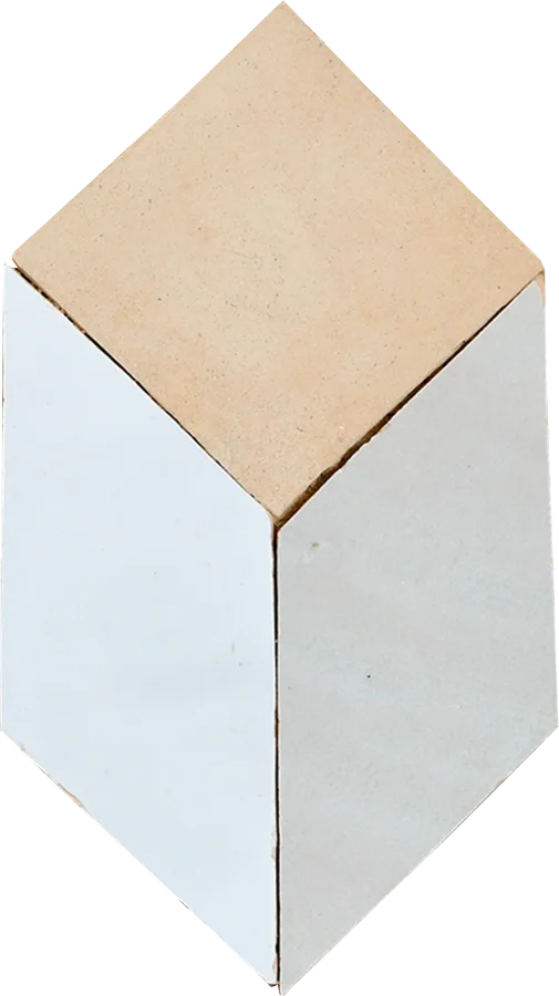 sample ILLUSION MOSAIC BLANC + CREAM + FEZ TERRA COTTA