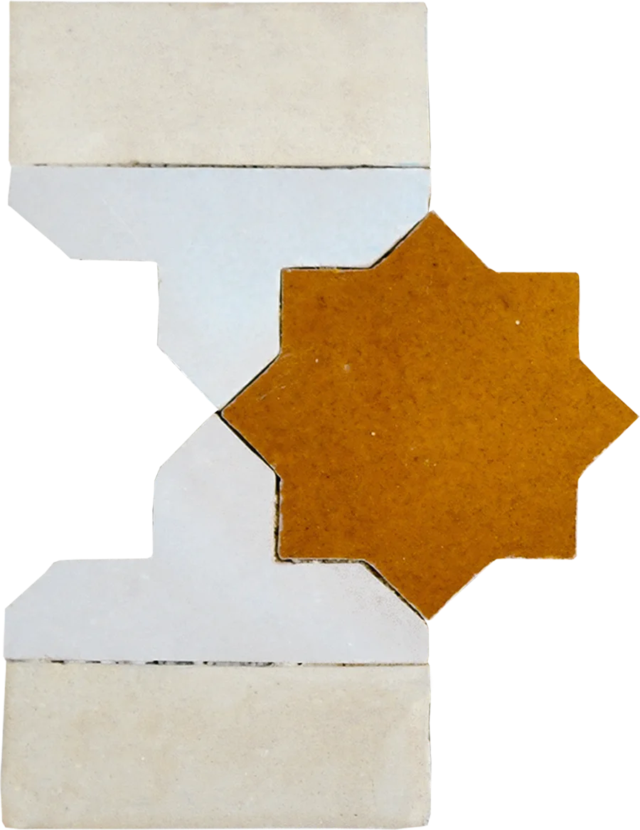 sample KHATEM BORDER CREAM + FEZ TERRA COTTA + HONEYCOMB