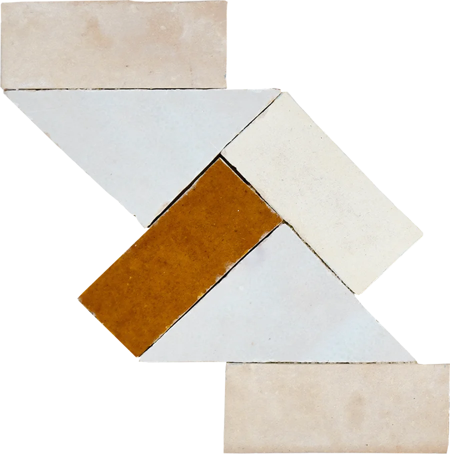 sample ZIG ZAG BORDER CREAM + FEZ TERRA COTTA + HONEYCOMB