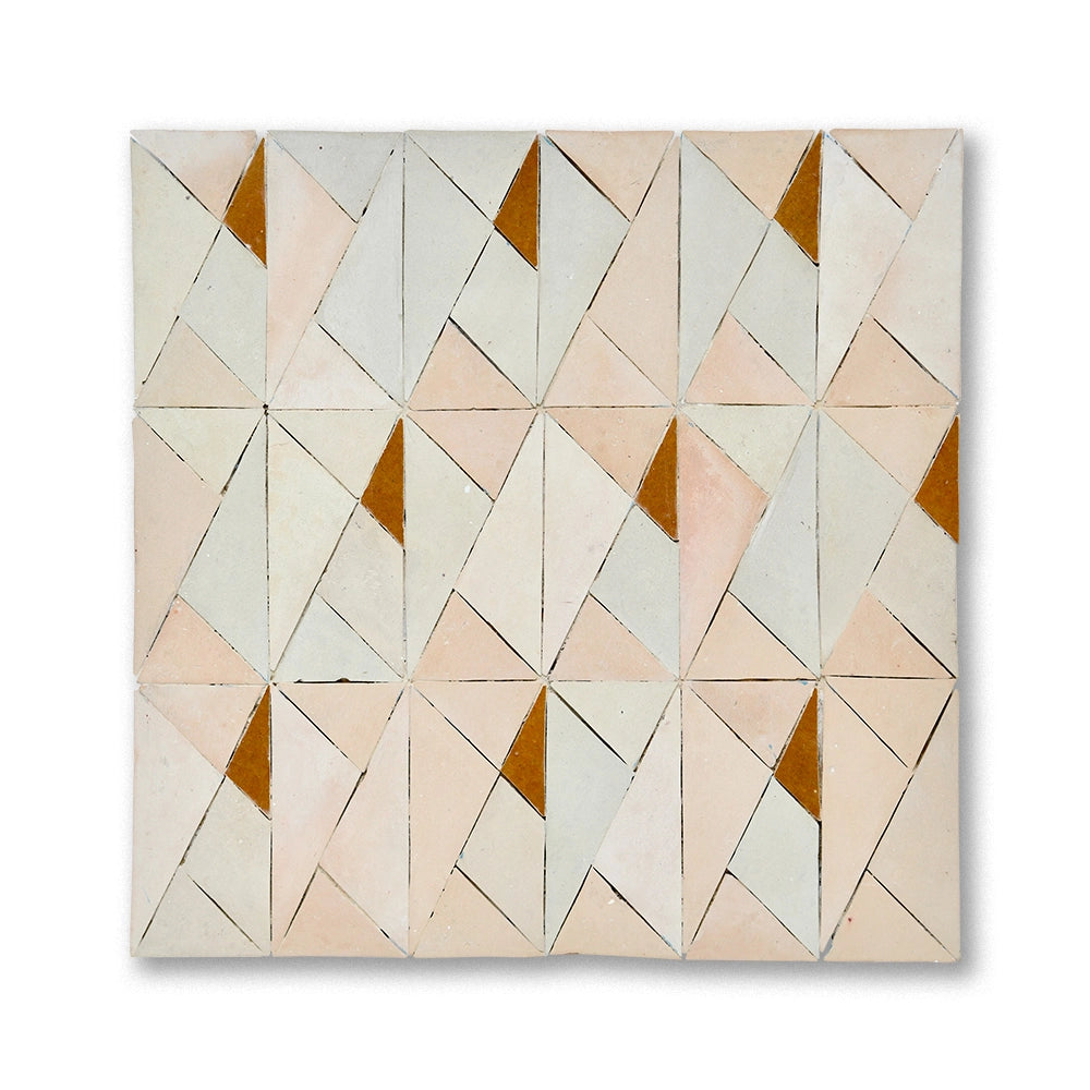 Pyramidion zellige mosaic tile in Fez Terra Cotta and Honeycomb, handmade in Fez, Morocco