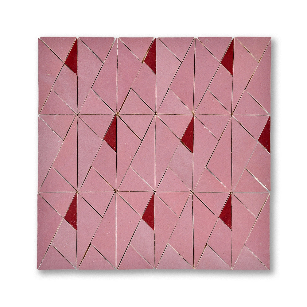 Pyramidion zellige mosaic tile in Los Feliz and Maroon, handmade in Fez, Morocco
