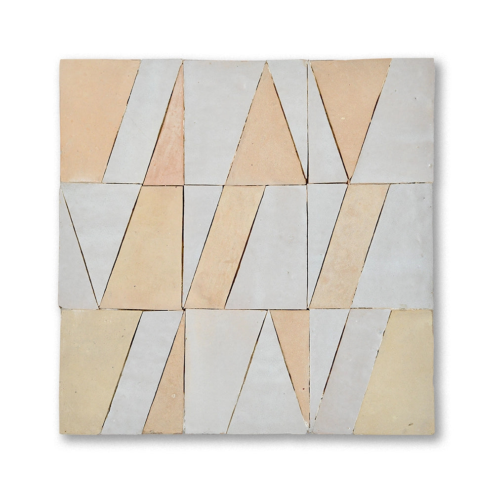 Tasmim zellige mosaic tile in Cream and Fez Terra Cotta, handmade in Fez, Morocco