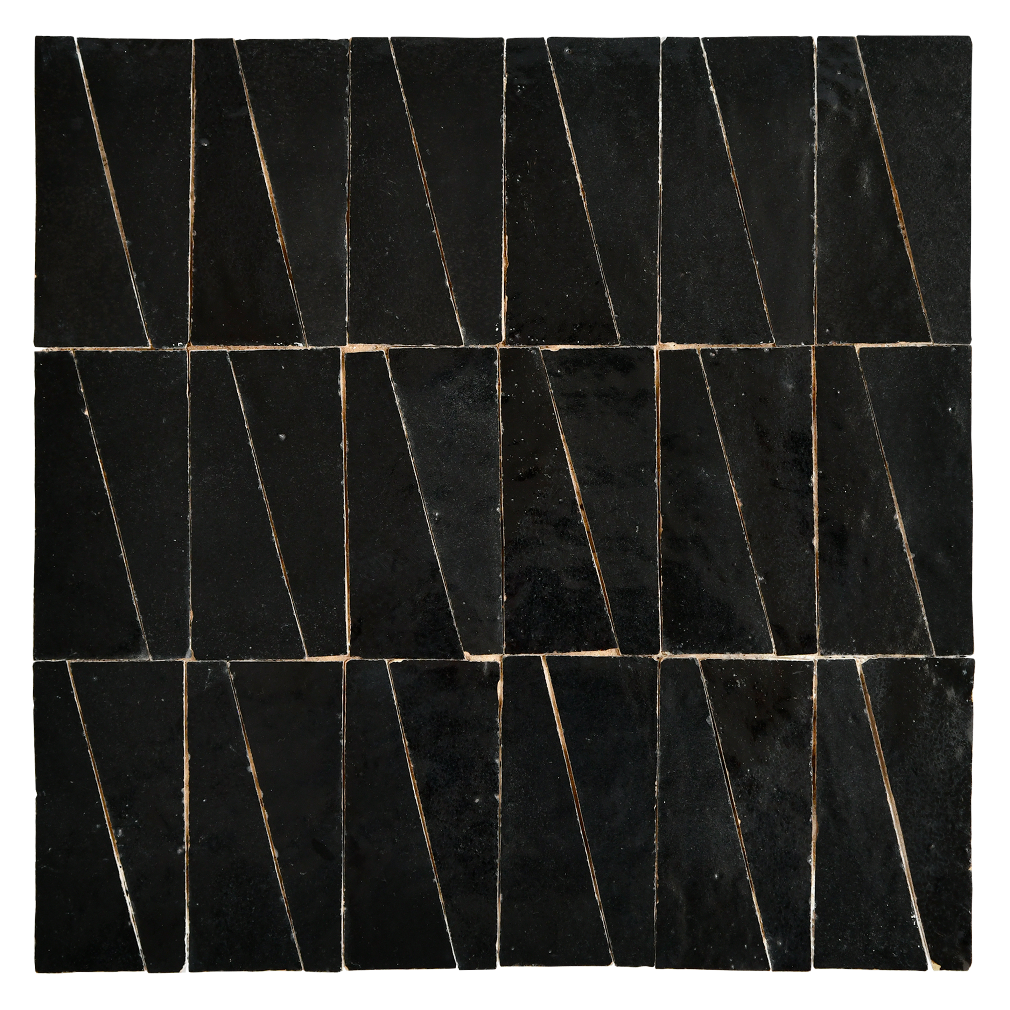 Black mosaic tile pattern on a white background