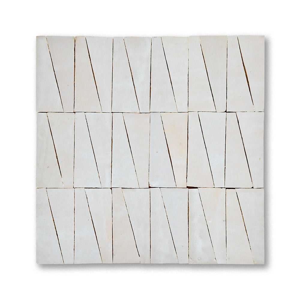 Trapezoid zellige mosaic tile in Cream, handmade in Fez, Morocco
