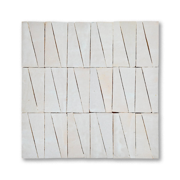 Trapezoid zellige mosaic tile in Cream, handmade in Fez, Morocco