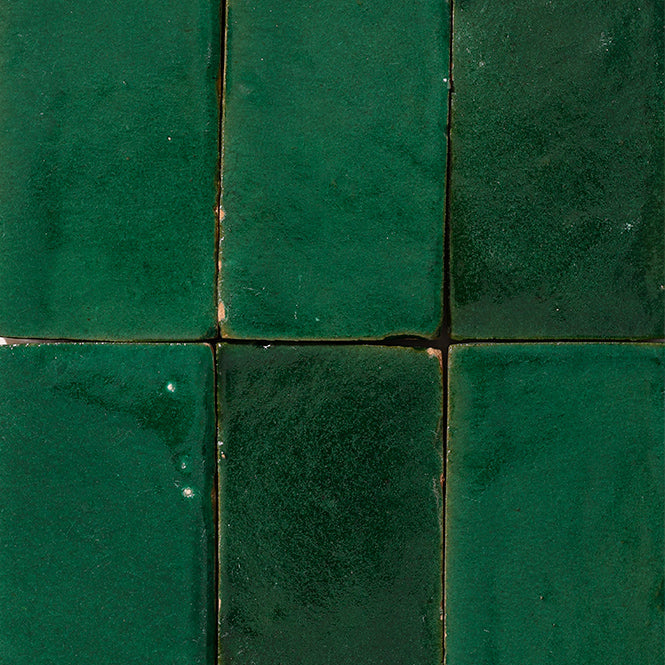 zellige tile 2x6 forest green