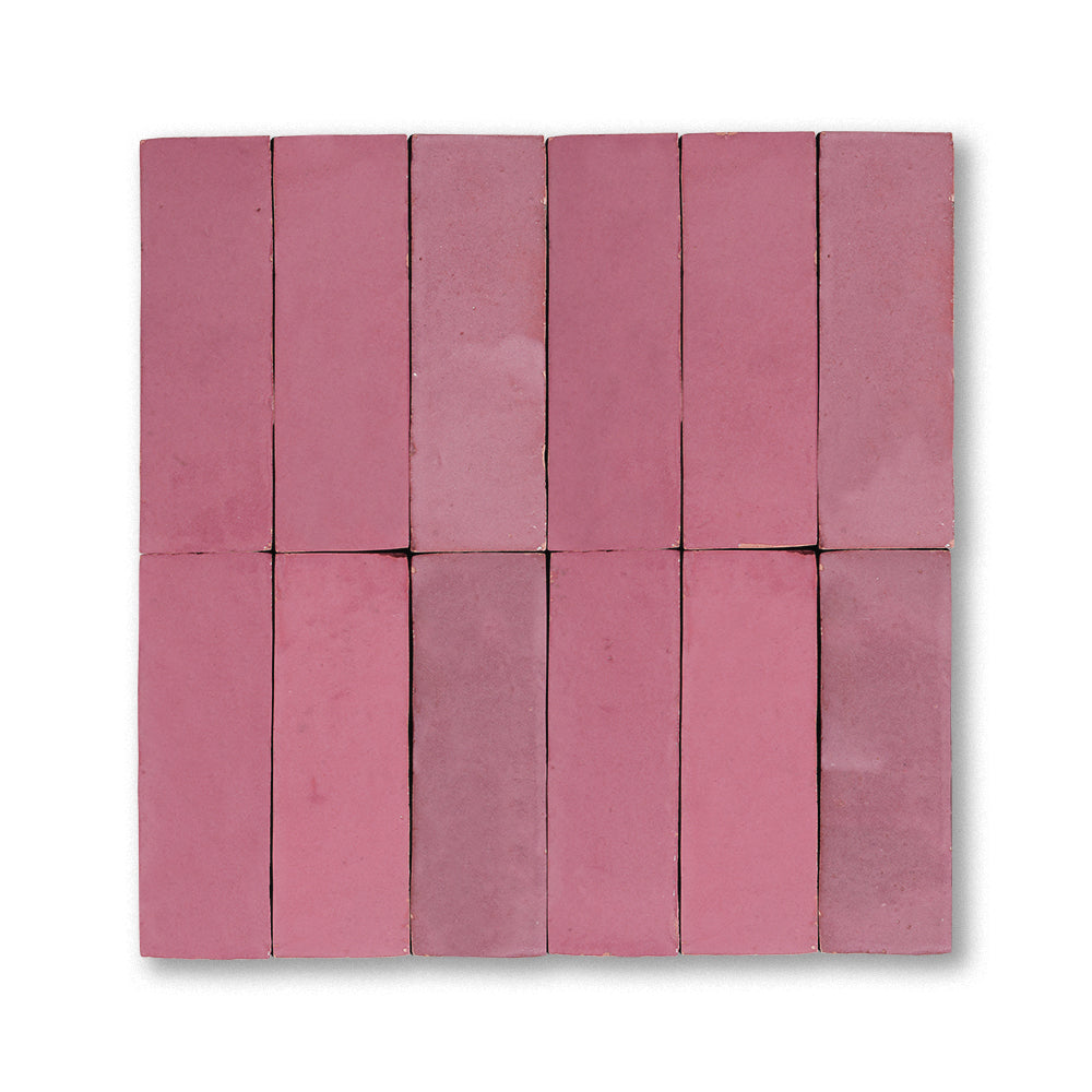 zellige tile 2x6 perfect pink