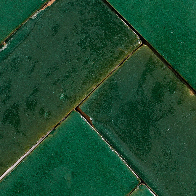 zellige tile 2x8 forest green