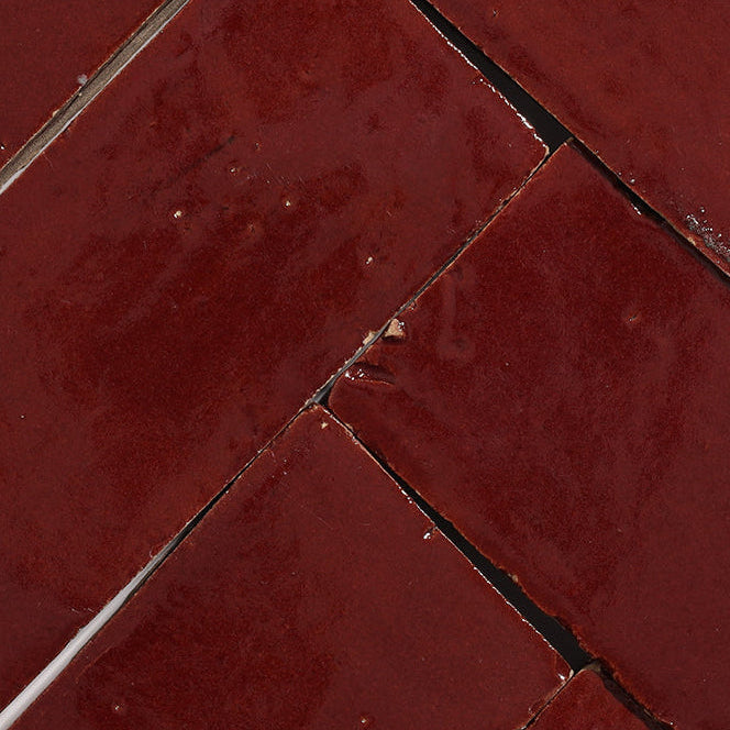 zellige tile 2x8 maroon