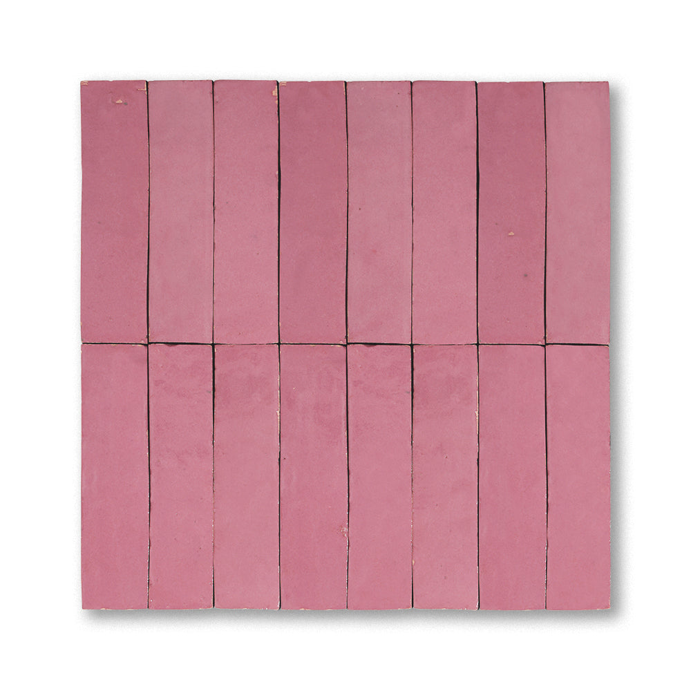 zellige tile 2x8 perfect pink